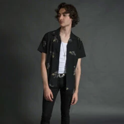 Band Of Roses – Black And Grey Floral Print Shirt (Size XS, S, 2XL, 3XL) -Straight To Hell Band Of Roses Gray