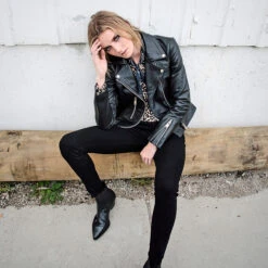 Bristol – Red Lining – Leather Jacket (Size M, L, 3XL, 4XL, 5XL) -Straight To Hell Bristol Womens Leather Jacket scaled 1