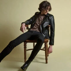 Commando – Black And Brass Leather Jacket -Straight To Hell Commando Brass Mens Leather Jacket