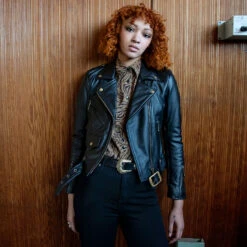 Commando – Black And Brass Leather Jacket (Size XS, S, M, L, XL, 2XL, 3XL, 4XL, 5XL) -Straight To Hell Commando Brass Womens Leather Jacket