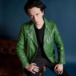 Commando – Cactus Green Leather Jacket -Straight To Hell Commando Green Mens Leather Jacket