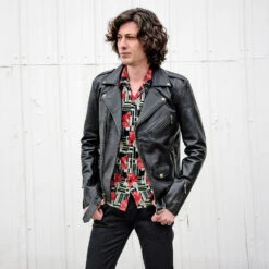 Commando Long – For Tall Men – Black And Brass Leather Jacket (Size 38, 40, 44, 46, 48) 21 Commando Long – For Tall Men – Black And Brass Leather Jacket (Size 38, 40, 44, 46, 48) -Straight To Hell Commando Long Brass Mens Leather Jacke