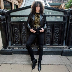 Defector – Black And Brass Leather Jacket (Size XS, S, M, L, XL, 2XL, 3XL, 5XL) -Straight To Hell Defector Brass Womens Leather Jacker