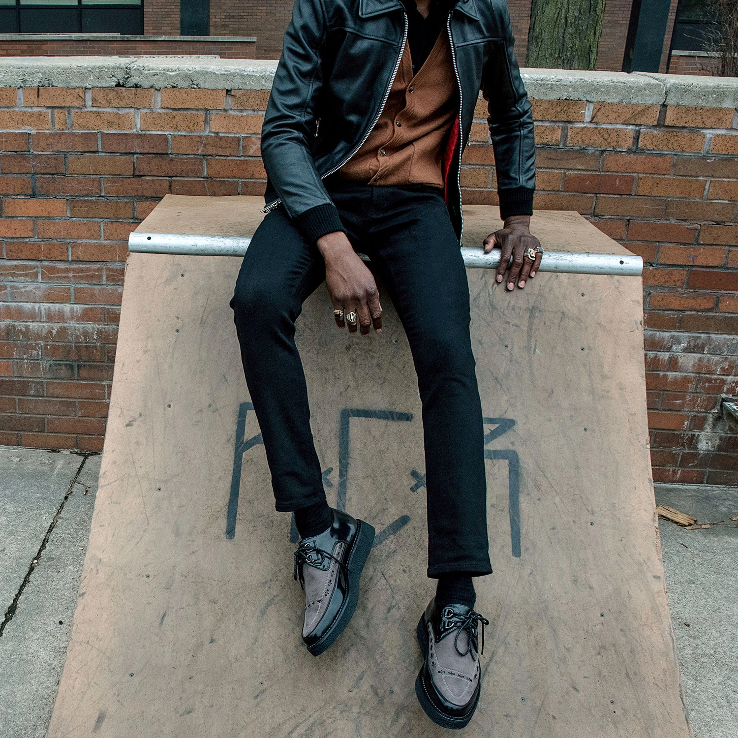 Vegan Hawkins – Black And Grey Faux Leather Creepers 7 Vegan Hawkins – Black And Grey Faux Leather Creepers - Image 7