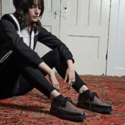 Hawkins – Black And Grey Leather Creepers -Straight To Hell Hawkins Black And Grey Creepers
