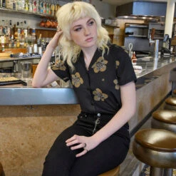 Heart Full Of Soul – Black And Yellow Floral Print Shirt (Size XS, M, 2XL, 3XL) -Straight To Hell Heart Full Of Soul Ladies