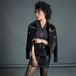 Jackson – Black Velvet Jacket (Size 2XS, XS, S, M, L, XL, 2XL, 3XL, 4XL) -Straight To Hell Jackson Black Unisex Jacket 3