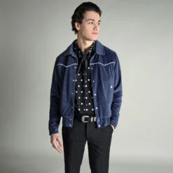 Jackson – Blue Velvet Jacket (Size 2XS, M, L, 3XL) -Straight To Hell Jackson Blue Unisex Jacket