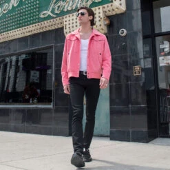 Jackson – Pink Velvet Jacket (Size 2XS, XS, S, M, L, XL, 2XL, 3XL, 4XL) -Straight To Hell Jackson Pink 2