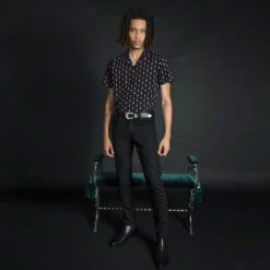 Maxwell – Black And Pink Diamond Print Shirt (Size S, M) -Straight To Hell Maxwell Pink