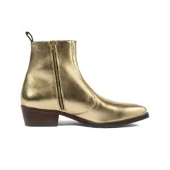 Richards – Gold Leather Zip Boots