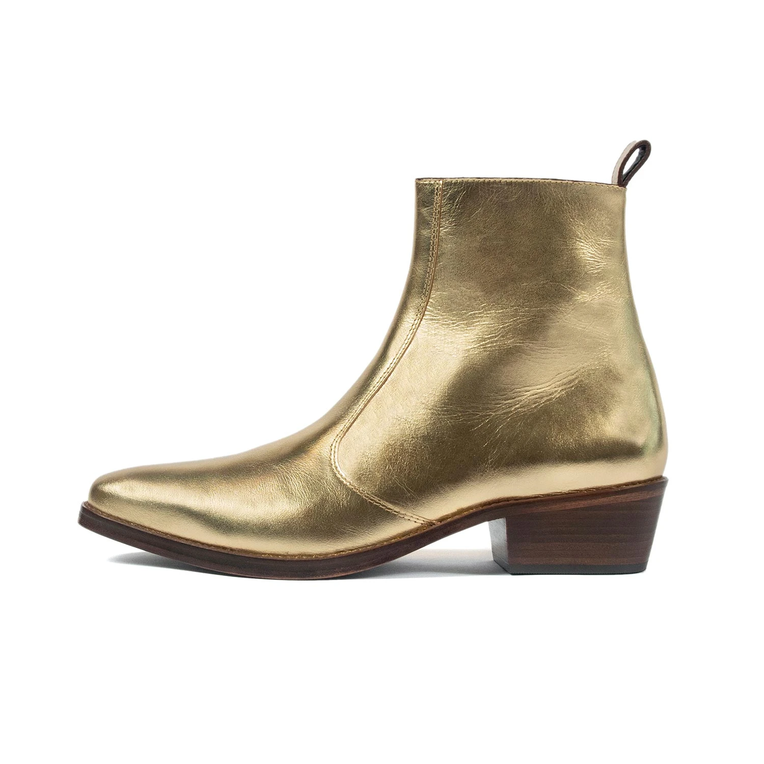 Richards – Gold Leather Zip Boots 2 Richards – Gold Leather Zip Boots - Image 2