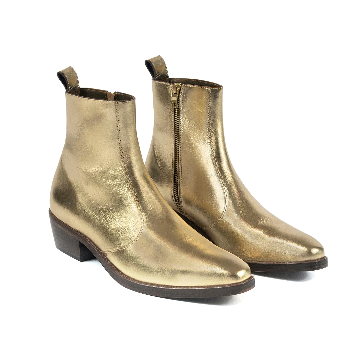 Richards – Gold Leather Zip Boots 3 Richards – Gold Leather Zip Boots - Image 3