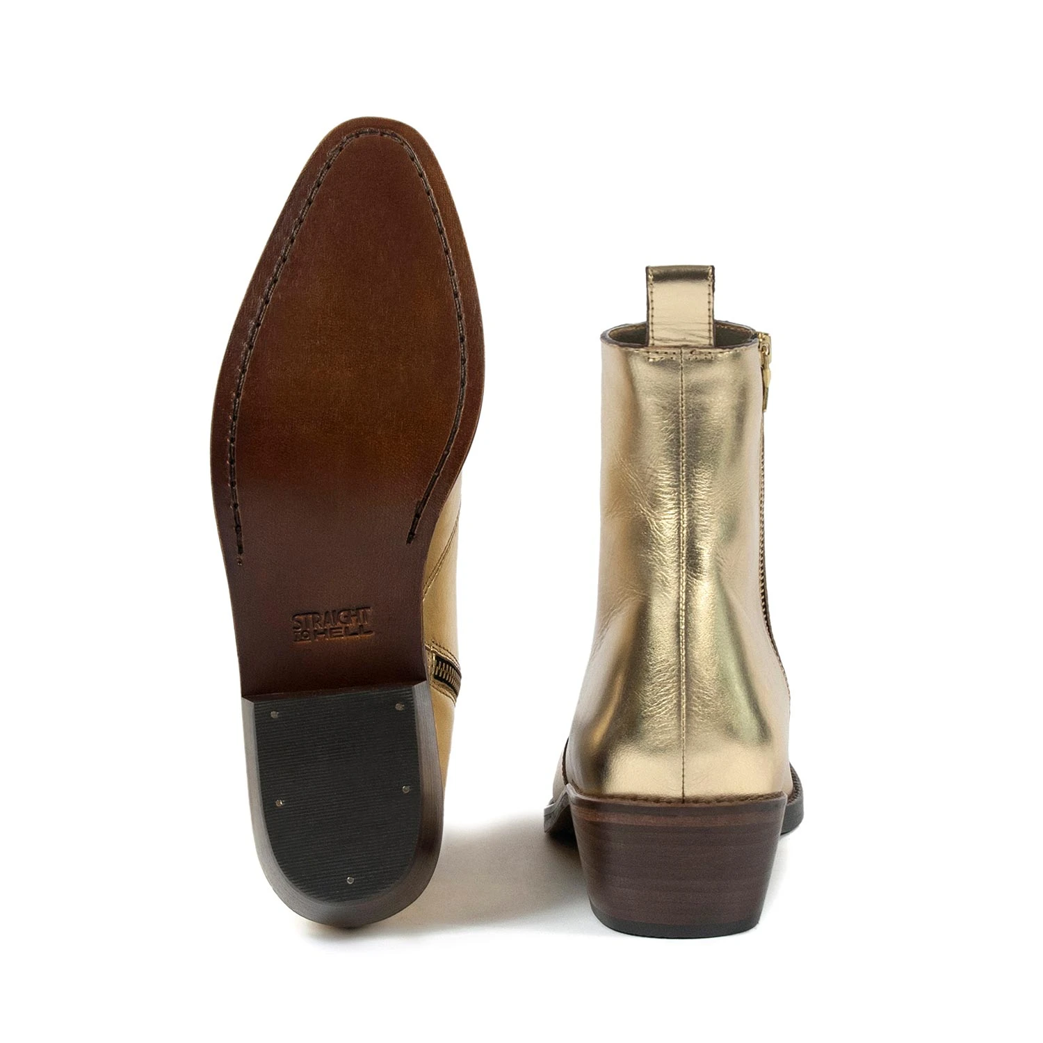 Richards – Gold Leather Zip Boots 5 Richards – Gold Leather Zip Boots - Image 5