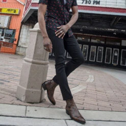 Richards – Brown Snakeskin Leather Zip Boots -Straight To Hell Richards Brown Snake