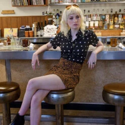 Stepping Stone – Black And White Polka Dot Shirt (Size XS, M, L, XL, 2XL) 12 Stepping Stone – Black And White Polka Dot Shirt (Size XS, M, L, XL, 2XL) -Straight To Hell Stepping Stone Ladies