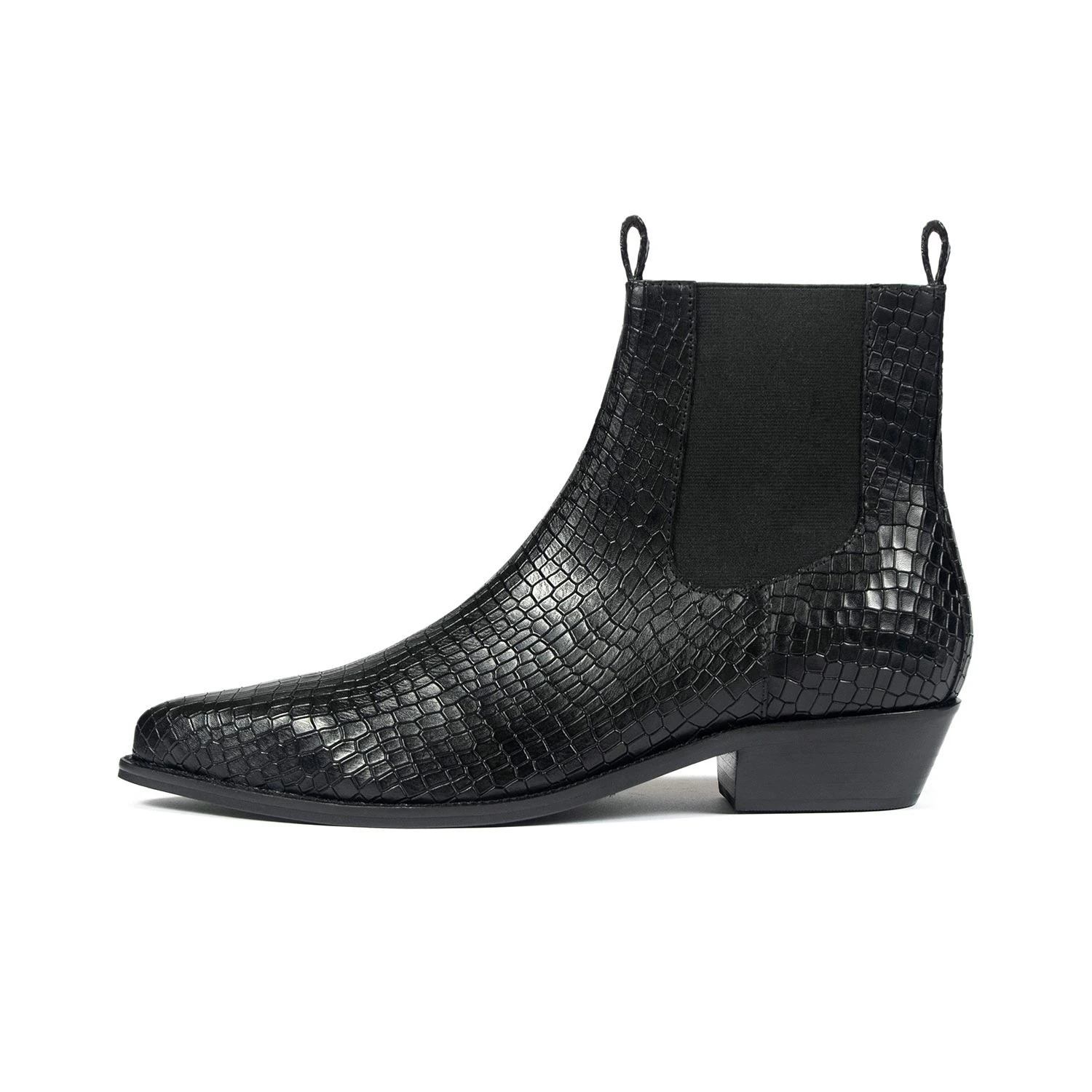Addison – Black Snakeskin Leather Chelsea Boots (Size 7, 10.5, 11, 13, 14) 2 Addison – Black Snakeskin Leather Chelsea Boots (Size 7, 10.5, 11, 13, 14) - Image 2