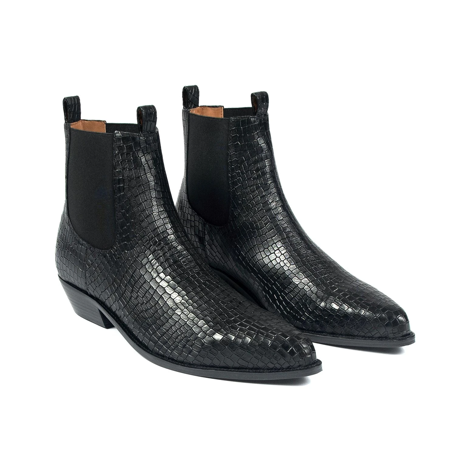Addison – Black Snakeskin Leather Chelsea Boots (Size 7, 10.5, 11, 13, 14) 3 Addison – Black Snakeskin Leather Chelsea Boots (Size 7, 10.5, 11, 13, 14) - Image 3