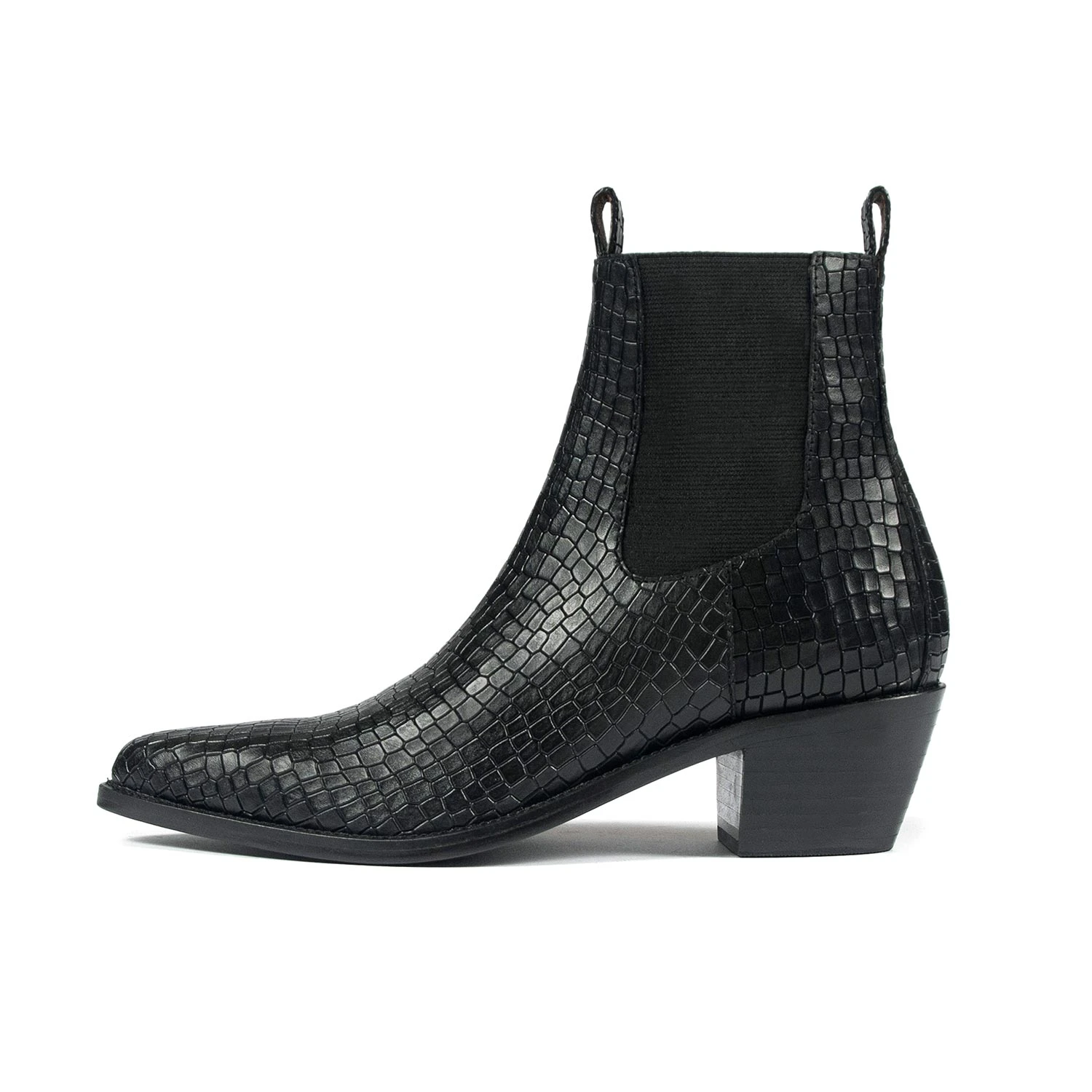 Addison – Black Snakeskin Leather Chelsea Boots 2 Addison – Black Snakeskin Leather Chelsea Boots - Image 2