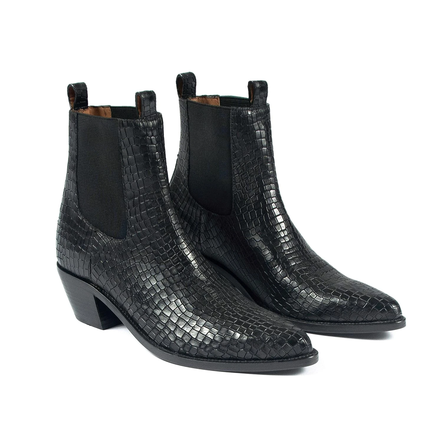 Addison – Black Snakeskin Leather Chelsea Boots 3 Addison – Black Snakeskin Leather Chelsea Boots - Image 3