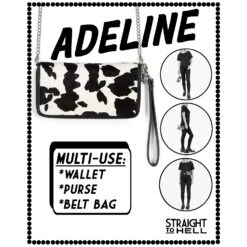 Adeline – Cow Leather – 3 In 1 Clutch, Purse, Belt Bag -Straight To Hell ade cow w 9