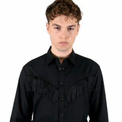 Around Town – Black Fringe Western Shirt 9 Around Town – Black Fringe Western Shirt -Straight To Hell aro tow blk men w 2