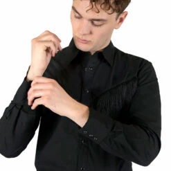 Around Town – Black Fringe Western Shirt 10 Around Town – Black Fringe Western Shirt -Straight To Hell aro tow blk men w 3
