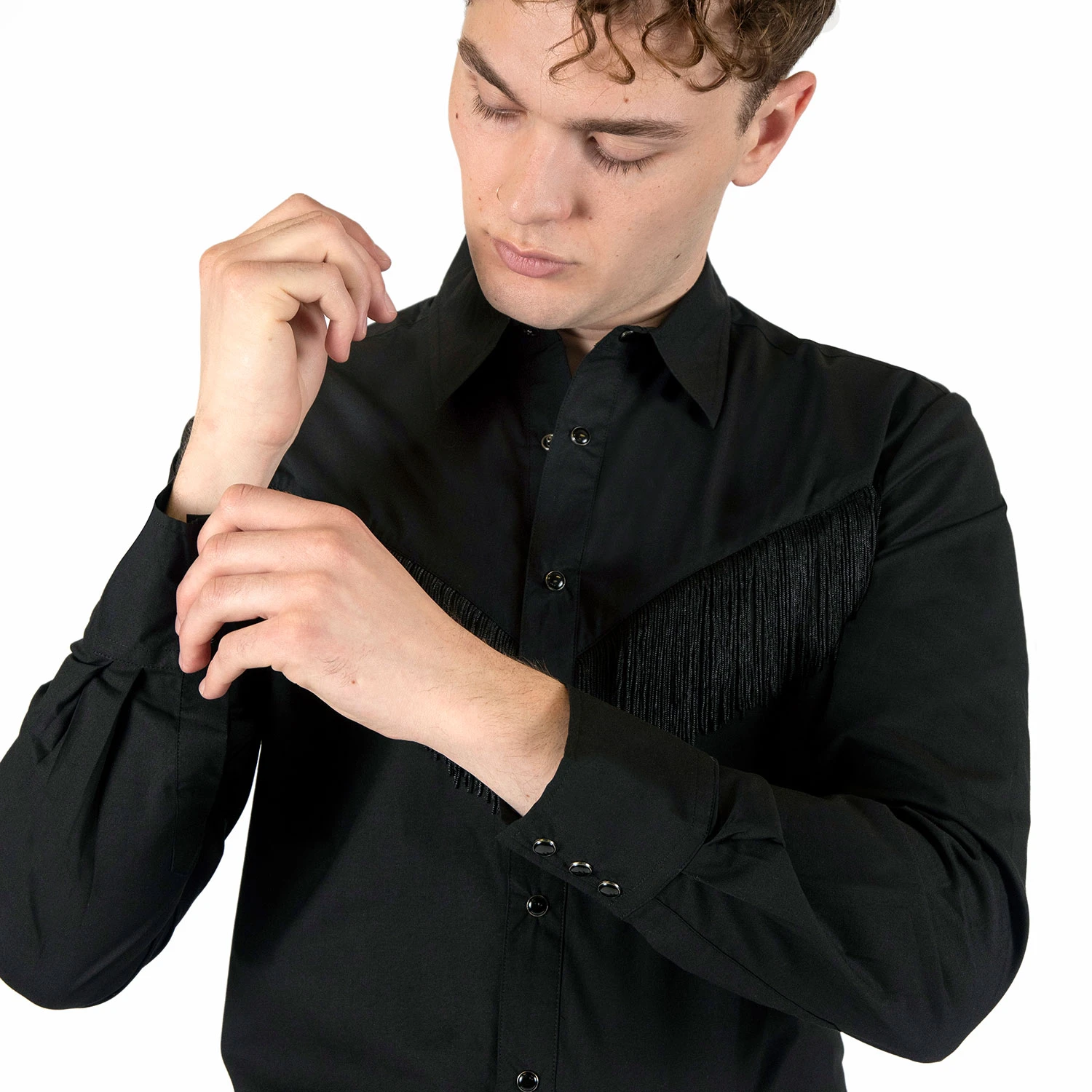 Around Town – Black Fringe Western Shirt 5 Around Town – Black Fringe Western Shirt - Image 5