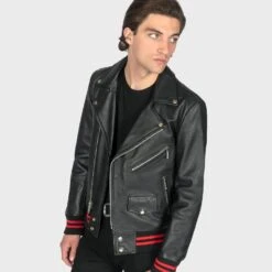 Baron – Black And Red Leather Jacket -Straight To Hell bar blk red men 2022 w 5