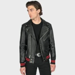 Baron – Black And Red Leather Jacket -Straight To Hell bar blk red men 2022 w 6