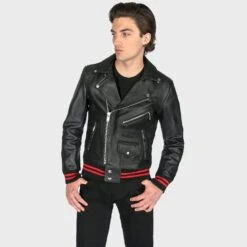 Baron – Black And Red Leather Jacket -Straight To Hell bar blk red men 2022 w 9
