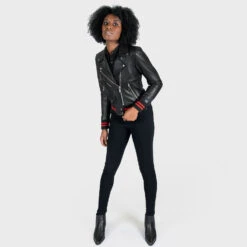 Baron – Black And Red Leather Jacket (Size XS, S) -Straight To Hell bar blk red w 4