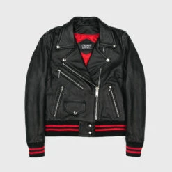 Baron – Black And Red Leather Jacket (Size XS, S)