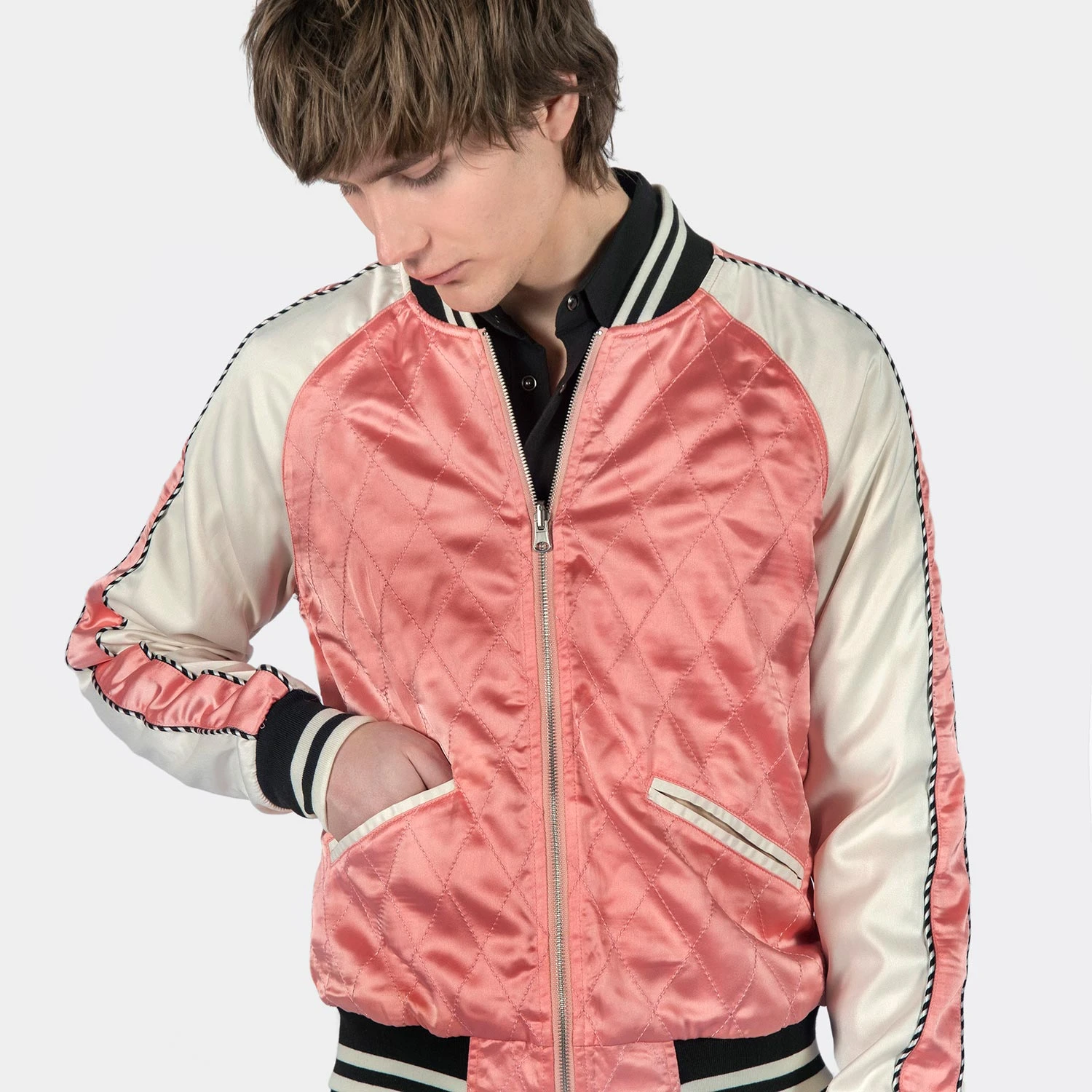 Boogie – Pink And Cream Reversible Souvenir Jacket (Size 2XS, XS, S, M, L, 4XL) 2 Boogie – Pink And Cream Reversible Souvenir Jacket (Size 2XS, XS, S, M, L, 4XL) - Image 2