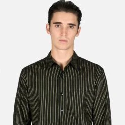 Break Foul – Black And Metallic Gold Striped Shirt (Size XS) 9 Break Foul – Black And Metallic Gold Striped Shirt (Size XS) -Straight To Hell bre fou w 2