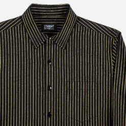Break Foul – Black And Metallic Gold Striped Shirt (Size XS) 10 Break Foul – Black And Metallic Gold Striped Shirt (Size XS) -Straight To Hell bre fou w 5