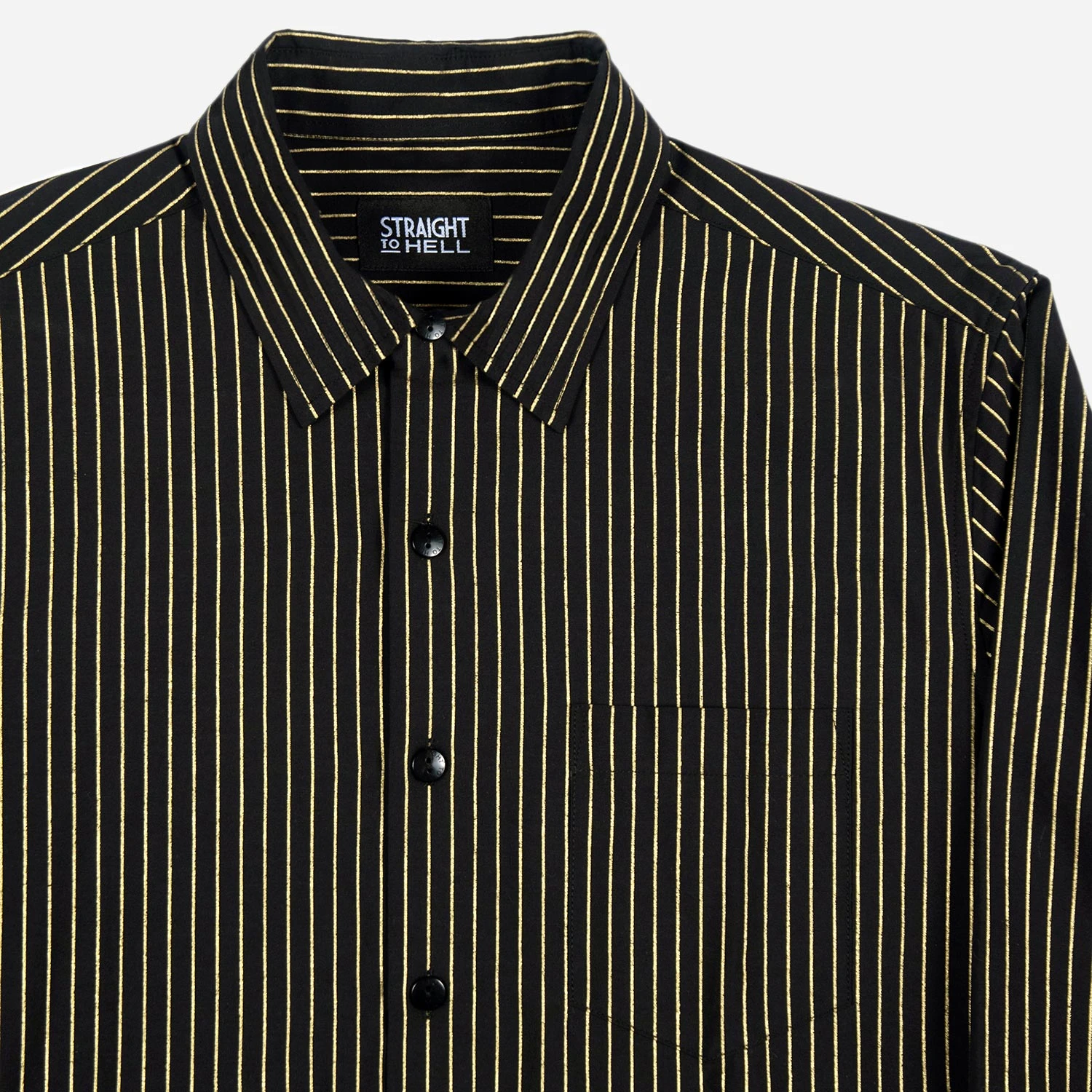 Break Foul – Black And Metallic Gold Striped Shirt (Size XS) 5 Break Foul – Black And Metallic Gold Striped Shirt (Size XS) - Image 5