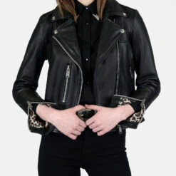 Bristol Lightweight – Leopard Print Lining – Leather Jacket (Size XS, S, M, L, XL, 2XL, 3XL, 4XL, 5XL) -Straight To Hell bri lig wom w 2
