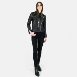 Bristol Lightweight – Leopard Print Lining – Leather Jacket (Size XS, S, M, L, XL, 2XL, 3XL, 4XL, 5XL) -Straight To Hell bri lig wom w 6