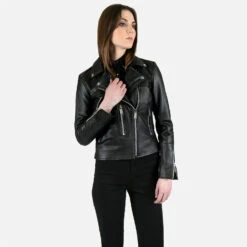 Bristol Lightweight – Leopard Print Lining – Leather Jacket (Size XS, S, M, L, XL, 2XL, 3XL, 4XL, 5XL) -Straight To Hell bri lig wom w 9