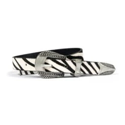 Calvera – Zebra Print Leather Belt (Size 28, 30)