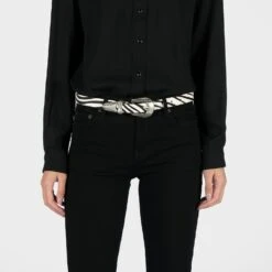 Calvera – Zebra Print Leather Belt (Size XS, S, M, L, 2XL, 3XL, 4XL) -Straight To Hell cal zeb wom w 1