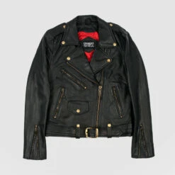 Commando – Black And Brass Leather Jacket (Size XS, S, M, L, XL, 2XL, 3XL, 4XL, 5XL)