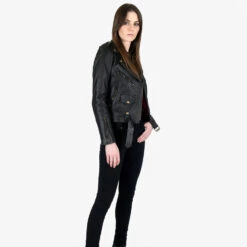 Commando – Black And Brass Leather Jacket (Size XS, S, M, L, XL, 2XL, 3XL, 4XL, 5XL) -Straight To Hell com blk bras wom 2021 w 6