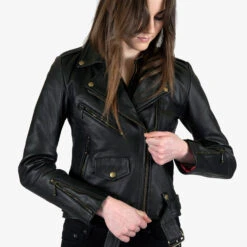 Commando – Black And Brass Leather Jacket (Size XS, S, M, L, XL, 2XL, 3XL, 4XL, 5XL) -Straight To Hell com blk bras wom 2021 w 9