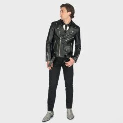Commando – Black And Nickel – Black Lining – Leather Jacket 18 Commando – Black And Nickel – Black Lining – Leather Jacket -Straight To Hell com blk nic blk men w 9