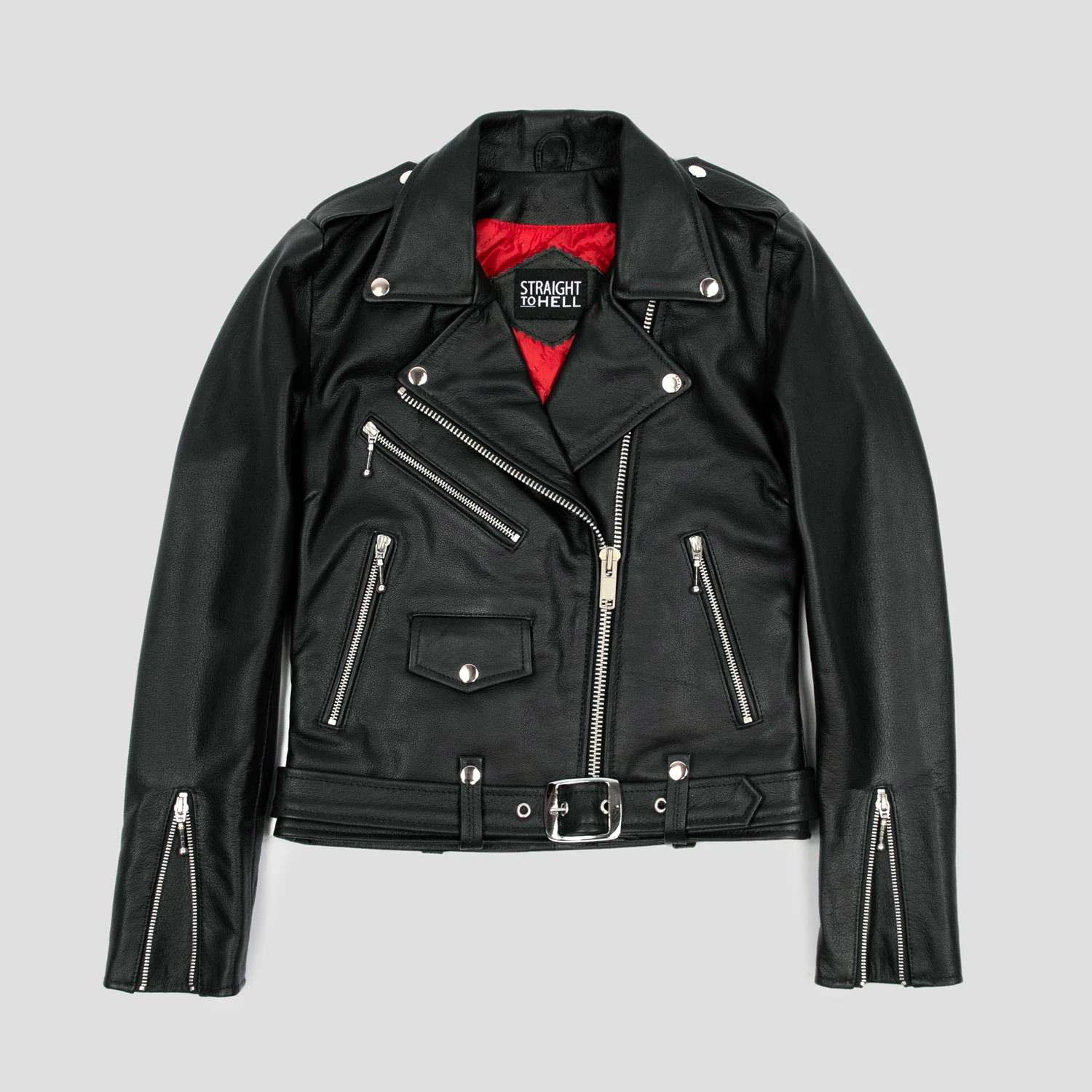 Commando – Black And Nickel Leather Jacket (Size XS, S, M, L, XL, 2XL, 3XL, 4XL, 5XL) 1 Commando – Black And Nickel Leather Jacket (Size XS, S, M, L, XL, 2XL, 3XL, 4XL, 5XL)