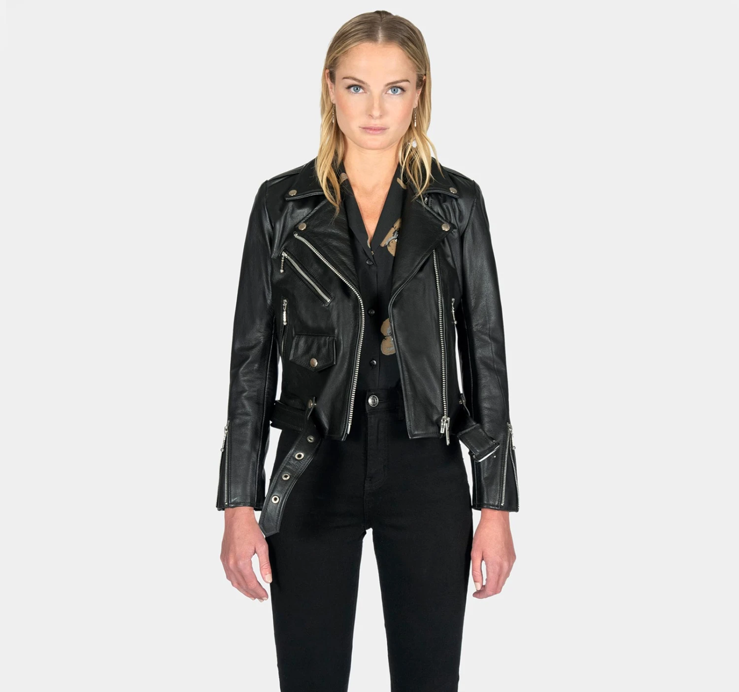 Commando – Black And Nickel Leather Jacket (Size XS, S, M, L, XL, 2XL, 3XL, 4XL, 5XL) 2 Commando – Black And Nickel Leather Jacket (Size XS, S, M, L, XL, 2XL, 3XL, 4XL, 5XL) - Image 2