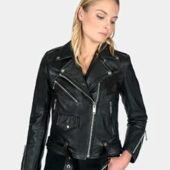Commando – Black And Nickel Leather Jacket (Size XS, S, M, L, XL, 2XL, 3XL, 4XL, 5XL) 17 Commando – Black And Nickel Leather Jacket (Size XS, S, M, L, XL, 2XL, 3XL, 4XL, 5XL) -Straight To Hell com blk nic wom 2022 w 6