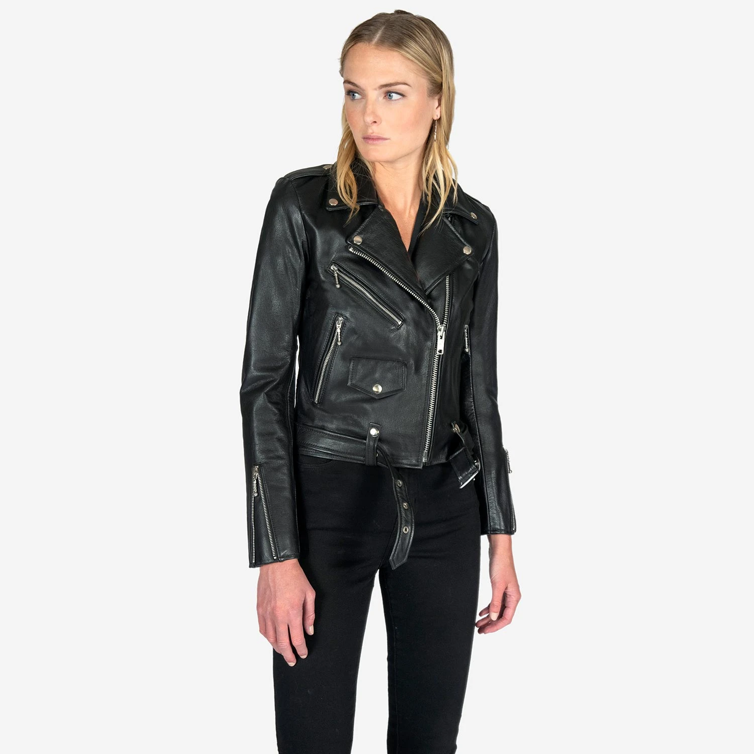 Commando – Black And Nickel Leather Jacket (Size XS, S, M, L, XL, 2XL, 3XL, 4XL, 5XL) 7 Commando – Black And Nickel Leather Jacket (Size XS, S, M, L, XL, 2XL, 3XL, 4XL, 5XL) - Image 7